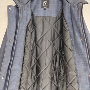 J Gallery Coat Womens L Long Brown Puffer Velvet Floral Yoke Toggle Zipper